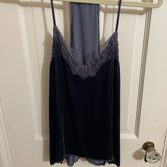 The Racer Liquid Velvet Cami with Lace Trim - Picture 2 of 7